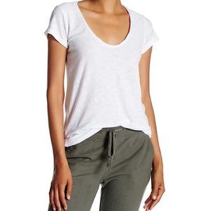 NWT James Perse Deep Scoop Neck Slub Knit Tee size 4 or XL, White
